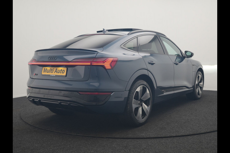Audi Q8 Sportback e-tron 50 quattro S Line 95 kWh 340pk Dealer O.H. | Panodak | Luchtvering | 360 Camera | Matrix LED | Alcantara Sportstoelen Verwarmd | Keyless | Sfeerverlichting | Apple Carplay | Navigatie | DAB | 21"L.M |