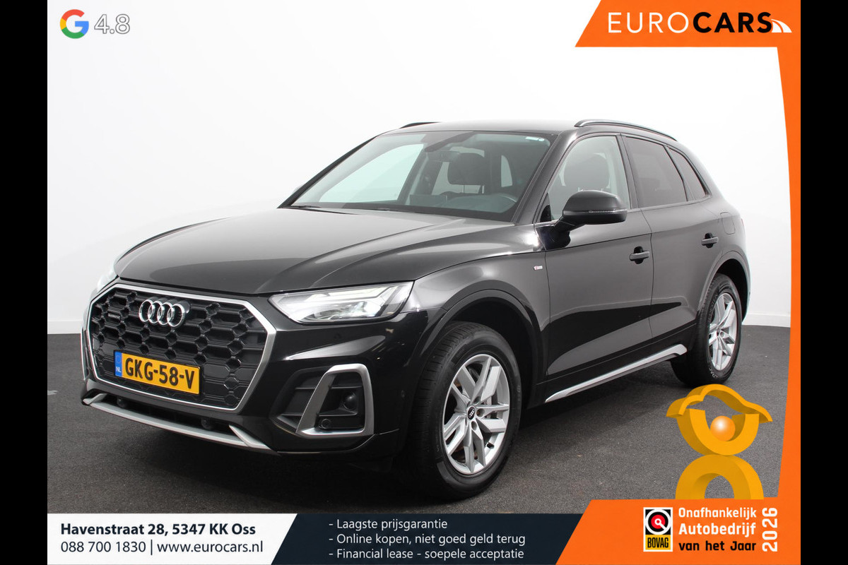 Audi Q5 50 TFSI e 300pk PHEV S Line Automaat Navigatie Camera Parkeersensoren Head Up Display Stoelverwarming LED Koplampen Cruise Control  Climate Control