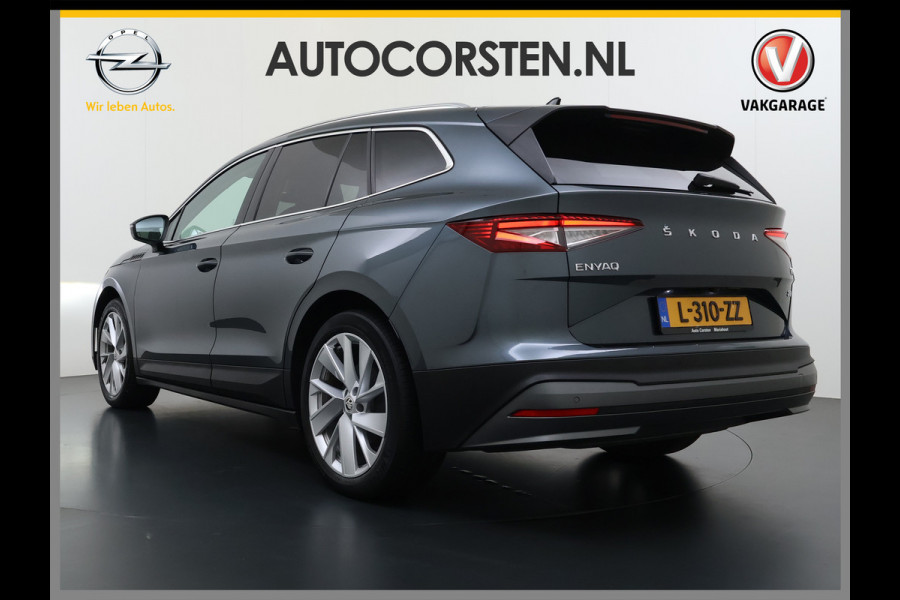 Škoda ENYAQ iV 80 204PK SOH 90% Panoramadak Adap.Cruise Warmtepomp 3-Zone Ecc Stuur+Stoelverwarming Camera Assistentie Pakket Plus Comfort Plus Lmv 20" Apple Carplay Android Auto Draadloze telefoonlader Elek.Achterklep Privacy Glas Dealeronderhouden 1e Eigenaar