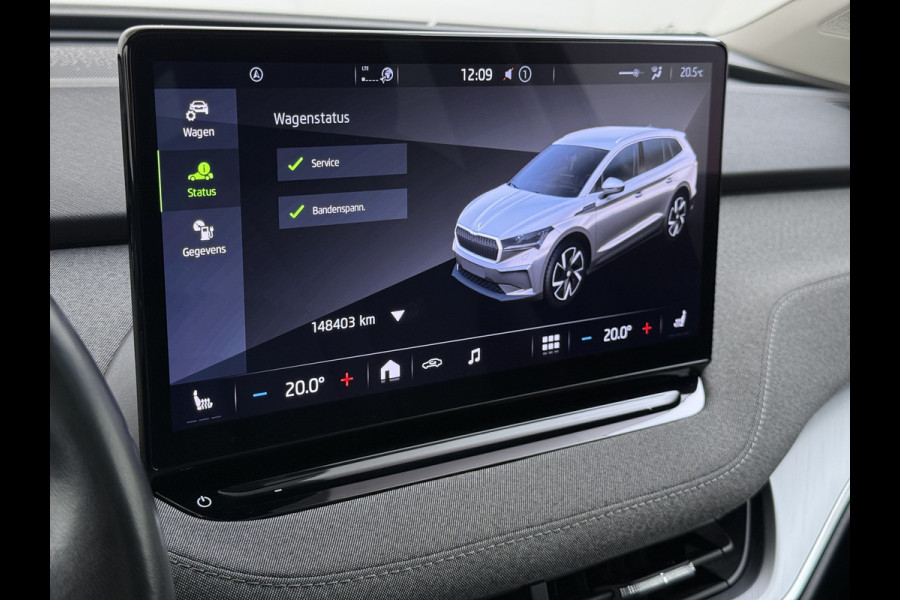 Škoda ENYAQ iV 80 204PK SOH 90% Panoramadak Adap.Cruise Warmtepomp 3-Zone Ecc Stuur+Stoelverwarming Camera Assistentie Pakket Plus Comfort Plus Lmv 20" Apple Carplay Android Auto Draadloze telefoonlader Elek.Achterklep Privacy Glas Dealeronderhouden 1e Eigenaar