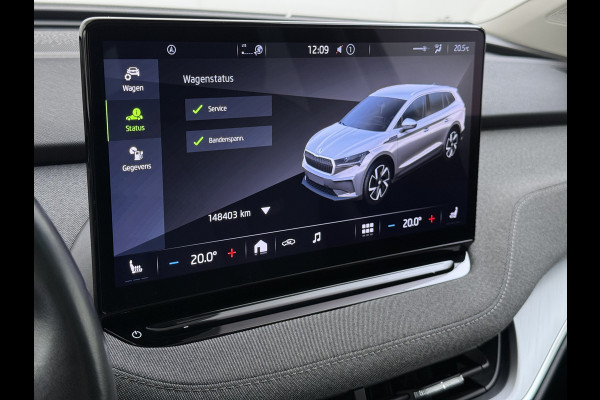 Škoda ENYAQ iV 80 204PK SOH 90% Panoramadak Adap.Cruise Warmtepomp 3-Zone Ecc Stuur+Stoelverwarming Camera Assistentie Pakket Plus Comfort Plus Lmv 20" Apple Carplay Android Auto Draadloze telefoonlader Elek.Achterklep Privacy Glas Dealeronderhouden 1e Eigenaar