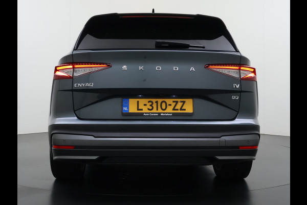 Škoda ENYAQ iV 80 204PK SOH 90% Panoramadak Adap.Cruise Warmtepomp 3-Zone Ecc Stuur+Stoelverwarming Camera Assistentie Pakket Plus Comfort Plus Lmv 20" Apple Carplay Android Auto Draadloze telefoonlader Elek.Achterklep Privacy Glas Dealeronderhouden 1e Eigenaar