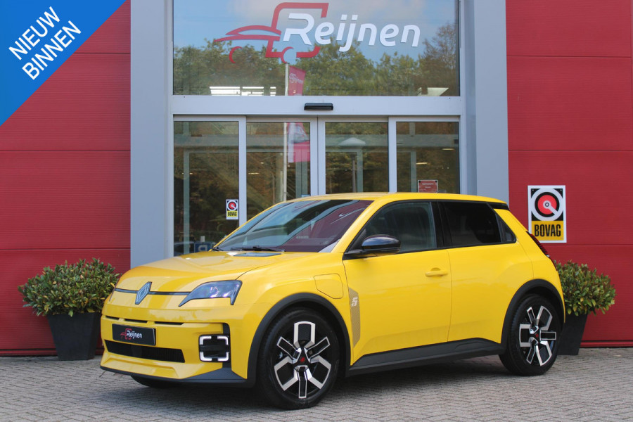 Renault 5 COMFORT RANGE TECHNO 150PK 52 kWh *NIEUWE AUTO!* | PACK WINTER TECHNO: (ELEKTRISCH VERWARMBARE VOORSTOELEN, ELEKTRISCH VERWARMBAAR STUURWIEL, BESTUUDERSSTOEL MET ELEKTRSCH VERSTELBARE LENDESTEUN, IN HOOGTE VERSTELBARE PASSAGIERSSTOEL) | LICHTMETALEN VELGEN 18" | ADAPTIVE CRUISE CONTROL | FULL LED KOPLAMPEN MET FRANSE VLAG | ELEKTRTISCH INKLABARE EN VERWARMBARE BUITENSPIEGELS | ACHTERUITRIJ CAMERA | SFEER VERLICHTING | GOOGLE MAPS NAVIGATIE | DRAADLOZE TELEFOONLADER | PRIVACY GLASS | 100KW SNELLAAD FUNCTIE | DRAADLOZE APPLE CARPLAY/ANDROID AUTO | DAB+ RADIO | SFEER VERL