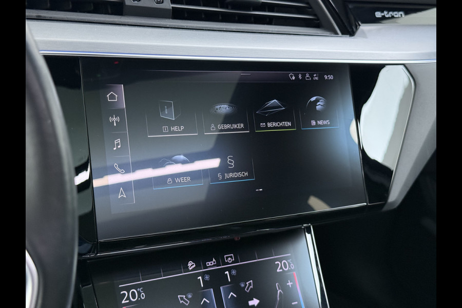 Audi e-tron 55 Quattro Advanced Pro Line Plus Edition One 95kWh SOH 91% 408PK Virtual Mirrors Bang&Olufsen® Trekhaak Panoramadak Leder+Geven Apple Carplay Android Auto Tour pakket DAB Elek.Achterklep Akoestisch zijruiten Matrix-Led Lmv 20" Luchtvering 1.800KG Trekgewicht