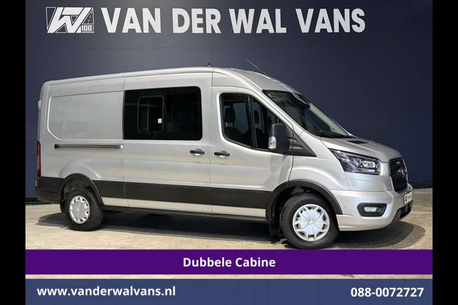 Ford Transit 2.0 TDCI 185pk L3H2 Dubbele Cabine Euro6 Airco | 5-Zits | Camera | Navigatie | Apple Carplay | LED | Xenon Android Auto, Trekhaak, Cruisecontrol, Stoelverwarming, Verwarmde Voorruit, Parkeersensoren