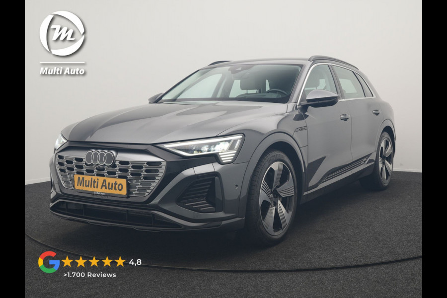 Audi Q8 e-tron 55 quattro S Line 114 kWh Dealer O.H | Trekhaak Afn. | Adaptive Cruise | Matrix LED | Head Up | 360 Camera | Lederen Sportstoelen Memory & Ventilatie | Stuur & Stoelverwarming | Navigatie | Virtual | DAB | 21"L.M |