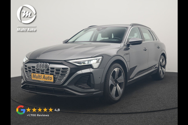Audi Q8 e-tron 55 quattro S Line 114 kWh Dealer O.H | Trekhaak Afn. | Adaptive Cruise | Matrix LED | Head Up | 360 Camera | Lederen Sportstoelen Memory & Ventilatie | Stuur & Stoelverwarming | Navigatie | Virtual | DAB | 21"L.M |