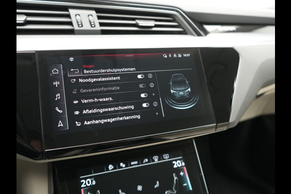 Audi Q8 e-tron 55 quattro S Line 114 kWh Dealer O.H | Trekhaak Afn. | Adaptive Cruise | Matrix LED | Head Up | 360 Camera | Lederen Sportstoelen Memory & Ventilatie | Stuur & Stoelverwarming | Navigatie | Virtual | DAB | 21"L.M |