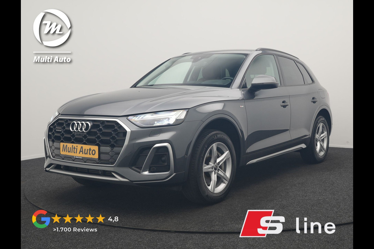 Audi Q5 55 TFSI e S Line PHEV 367pk Dealer O.H | Trekhaak Af Fabriek | Adaptive Cruise | 360 Camera | Bang & Olufsen | Matrix LED | Lederen Sportstoelen Memory & Verwarmd | Apple Carplay | Keyless | Stuurverwarming | Navigatie | Virtual |