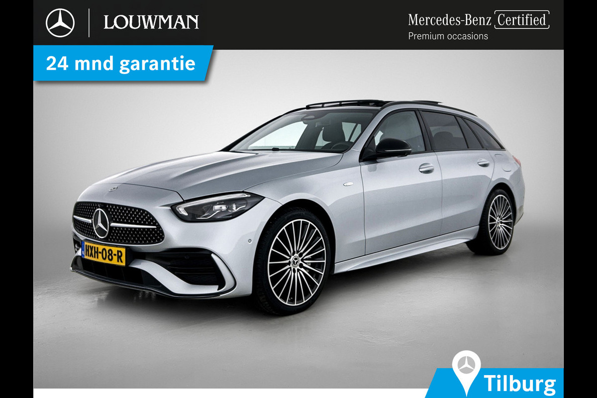 Mercedes-Benz C-Klasse Estate 300 e Business Solution AMG AMG Line | Night Pakket | Panorama Schuif-Kanteldak | Distronic | Parkeerpakket met 360°-camera | Sfeerverlichting. Inclusief 24 maanden Mercedes-Benz Certified garantie voor Europa.