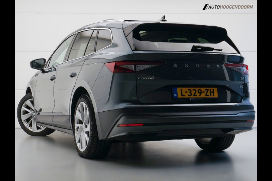Škoda ENYAQ iV 80 Sport SoH 93% (APPLE CARPLAY,PANORAMA-SCHUIFDAK,DODEHOEK,KEYLESS,STUUR-STOELVERWARMING,ADAPTIVE CRUISE)