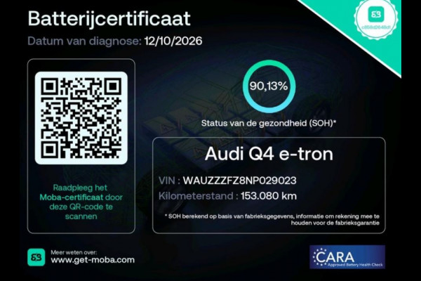 Audi Q4 50 e-tron SOH 90% Quattro Launch edition S-Line Competition 220KW / 77 kWh / Warmtepomp / Panoramadak / Leder-sport / Sonos Sound / Pdc+Camera / Apk 02-2028