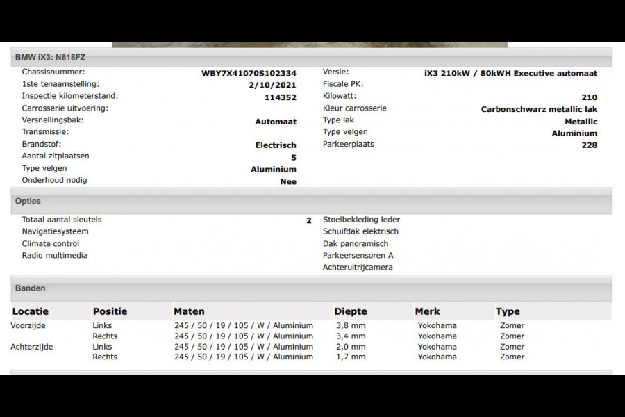 BMW iX3 Executive 80 kWh SOH 98% / Shadow Line / Panoramadak / Leder / Stoelverwarming / Pdc.+Camera / Navigatie / Apk 10-2027
