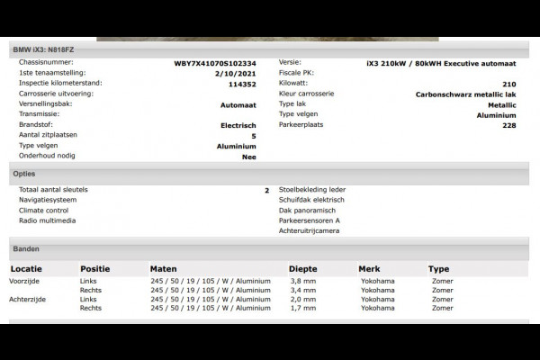 BMW iX3 Executive 80 kWh SOH 98% / Shadow Line / Panoramadak / Leder / Stoelverwarming / Pdc.+Camera / Navigatie / Apk 10-2027