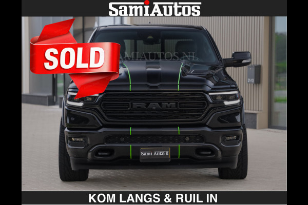 Dodge Ram LIMITED 5.7 V8 HEMI | TOP STAAT | €59950,- excl | BOM VOL | HUD | LUCHTVERING | STRIPING | BREDE WIELEN | OPEN UITLAAT KLEP | AD CREW CAB | DUBBELE CABINE | 5 PERSOONS |