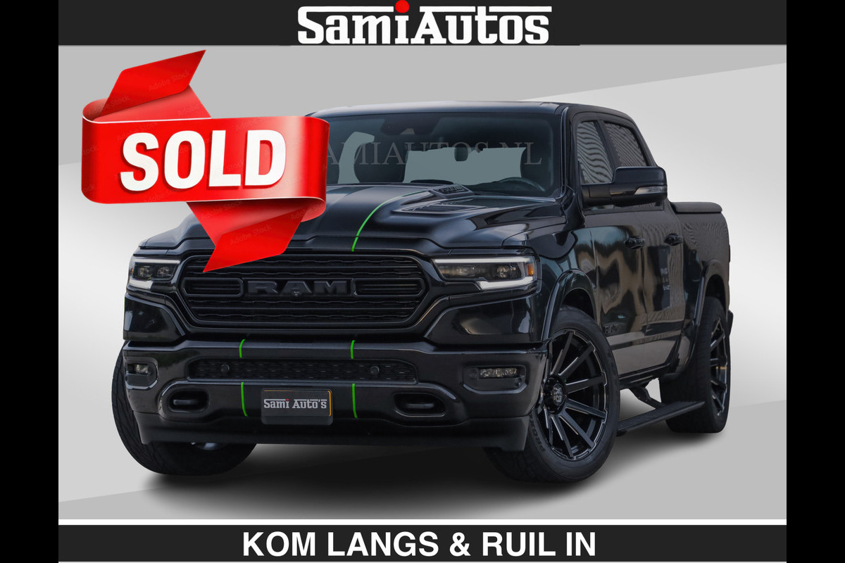 Dodge Ram LIMITED 5.7 V8 HEMI | TOP STAAT | €59950,- excl | BOM VOL | HUD | LUCHTVERING | STRIPING | BREDE WIELEN | OPEN UITLAAT KLEP | AD CREW CAB | DUBBELE CABINE | 5 PERSOONS |