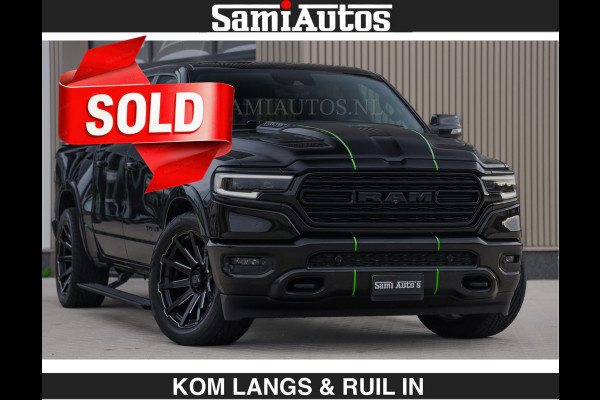 Dodge Ram LIMITED 5.7 V8 HEMI | TOP STAAT | €59950,- excl | BOM VOL | HUD | LUCHTVERING | STRIPING | BREDE WIELEN | OPEN UITLAAT KLEP | AD CREW CAB | DUBBELE CABINE | 5 PERSOONS |