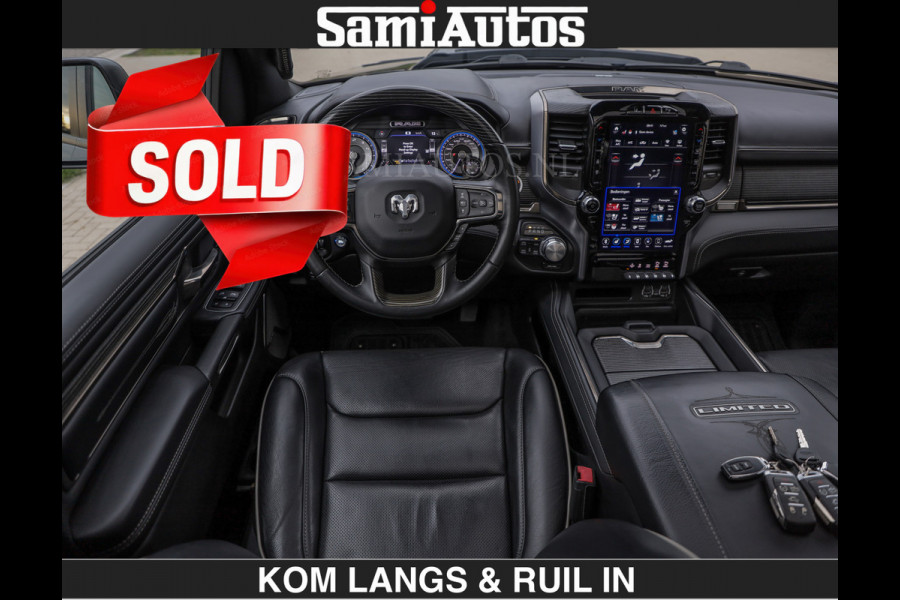 Dodge Ram LIMITED 5.7 V8 HEMI | TOP STAAT | €59950,- excl | BOM VOL | HUD | LUCHTVERING | STRIPING | BREDE WIELEN | OPEN UITLAAT KLEP | AD CREW CAB | DUBBELE CABINE | 5 PERSOONS |