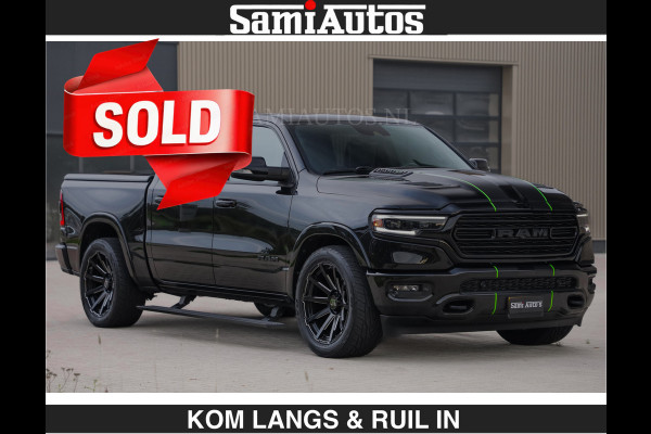 Dodge Ram LIMITED 5.7 V8 HEMI | TOP STAAT | €59950,- excl | BOM VOL | HUD | LUCHTVERING | STRIPING | BREDE WIELEN | OPEN UITLAAT KLEP | AD CREW CAB | DUBBELE CABINE | 5 PERSOONS |