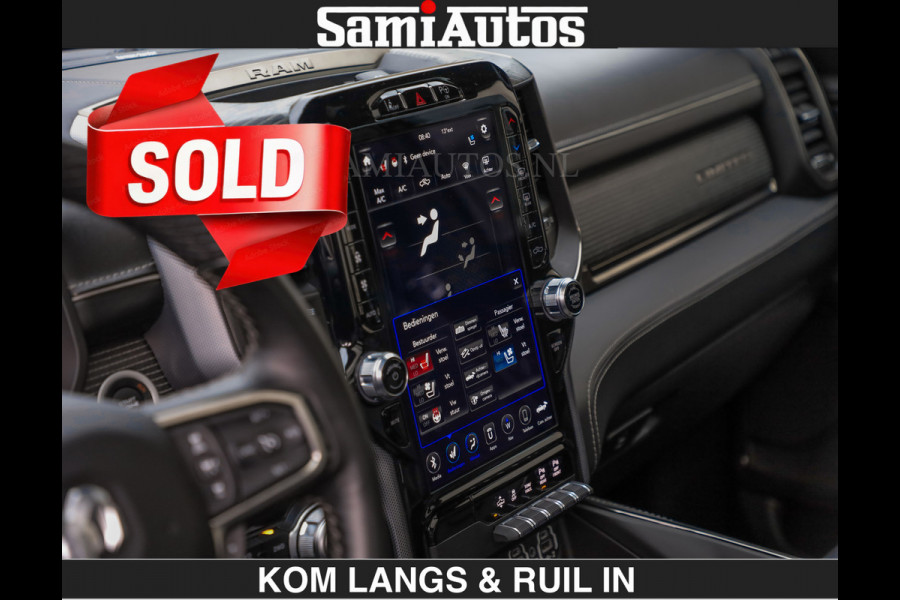 Dodge Ram LIMITED 5.7 V8 HEMI | TOP STAAT | €59950,- excl | BOM VOL | HUD | LUCHTVERING | STRIPING | BREDE WIELEN | OPEN UITLAAT KLEP | AD CREW CAB | DUBBELE CABINE | 5 PERSOONS |