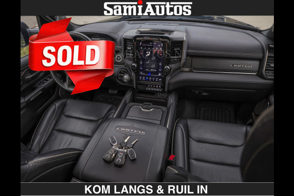 Dodge Ram LIMITED 5.7 V8 HEMI | TOP STAAT | €59950,- excl | BOM VOL | HUD | LUCHTVERING | STRIPING | BREDE WIELEN | OPEN UITLAAT KLEP | AD CREW CAB | DUBBELE CABINE | 5 PERSOONS |