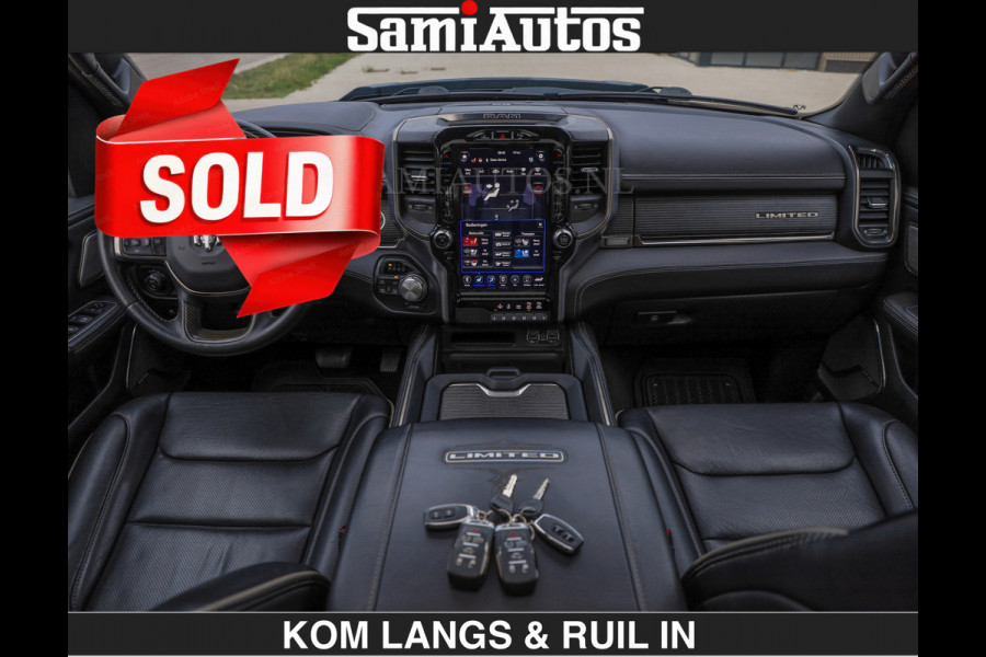 Dodge Ram LIMITED 5.7 V8 HEMI | TOP STAAT | €59950,- excl | BOM VOL | HUD | LUCHTVERING | STRIPING | BREDE WIELEN | OPEN UITLAAT KLEP | AD CREW CAB | DUBBELE CABINE | 5 PERSOONS |