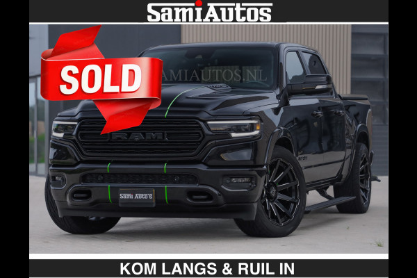 Dodge Ram LIMITED 5.7 V8 HEMI | TOP STAAT | €59950,- excl | BOM VOL | HUD | LUCHTVERING | STRIPING | BREDE WIELEN | OPEN UITLAAT KLEP | AD CREW CAB | DUBBELE CABINE | 5 PERSOONS |