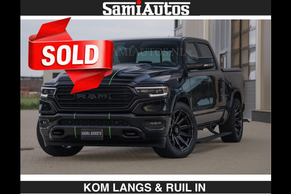 Dodge Ram LIMITED 5.7 V8 HEMI | TOP STAAT | €59950,- excl | BOM VOL | HUD | LUCHTVERING | STRIPING | BREDE WIELEN | OPEN UITLAAT KLEP | AD CREW CAB | DUBBELE CABINE | 5 PERSOONS |