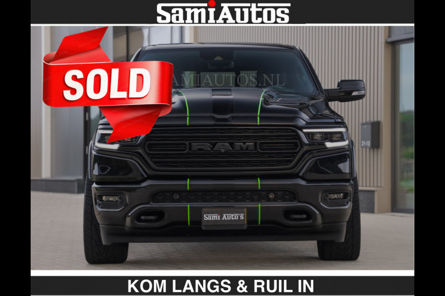 Dodge Ram LIMITED 5.7 V8 HEMI | TOP STAAT | €59950,- excl | BOM VOL | HUD | LUCHTVERING | STRIPING | BREDE WIELEN | OPEN UITLAAT KLEP | AD CREW CAB | DUBBELE CABINE | 5 PERSOONS |