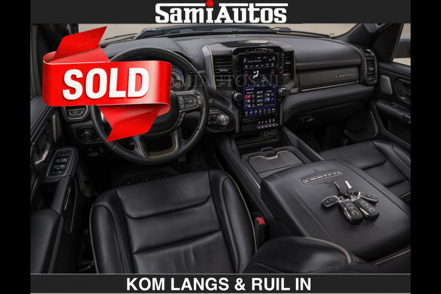 Dodge Ram LIMITED 5.7 V8 HEMI | TOP STAAT | €59950,- excl | BOM VOL | HUD | LUCHTVERING | STRIPING | BREDE WIELEN | OPEN UITLAAT KLEP | AD CREW CAB | DUBBELE CABINE | 5 PERSOONS |