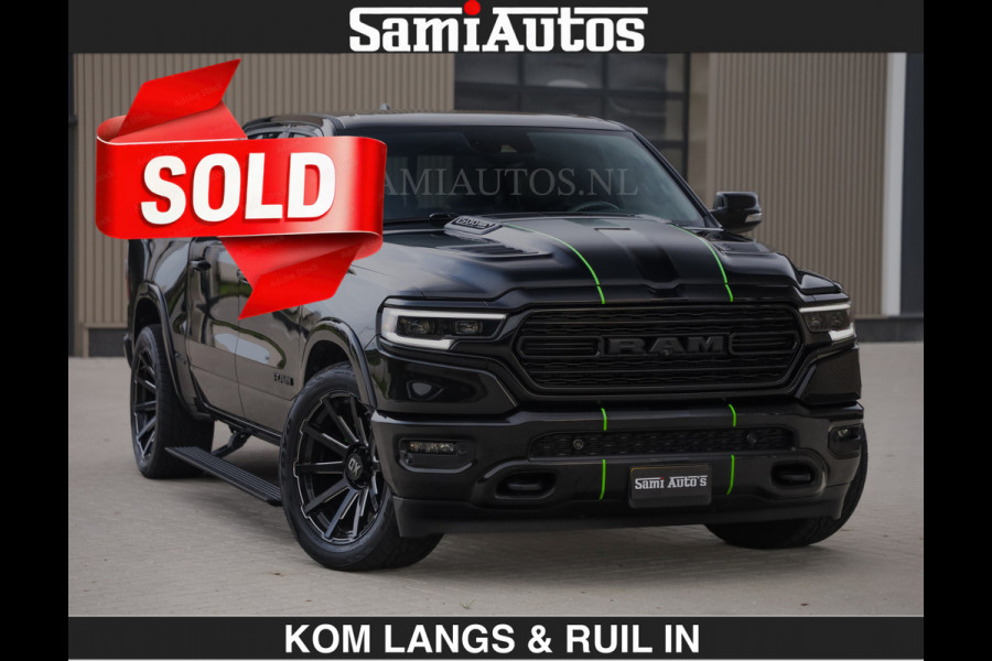 Dodge Ram LIMITED 5.7 V8 HEMI | TOP STAAT | €59950,- excl | BOM VOL | HUD | LUCHTVERING | STRIPING | BREDE WIELEN | OPEN UITLAAT KLEP | AD CREW CAB | DUBBELE CABINE | 5 PERSOONS |