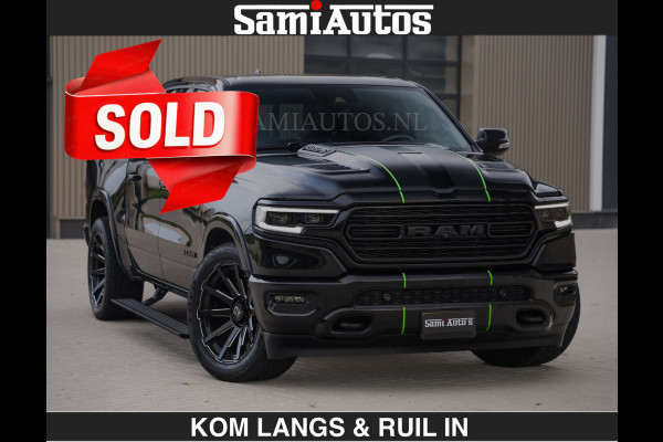 Dodge Ram LIMITED 5.7 V8 HEMI | TOP STAAT | €59950,- excl | BOM VOL | HUD | LUCHTVERING | STRIPING | BREDE WIELEN | OPEN UITLAAT KLEP | AD CREW CAB | DUBBELE CABINE | 5 PERSOONS |