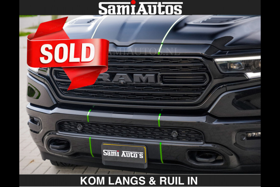 Dodge Ram LIMITED 5.7 V8 HEMI | TOP STAAT | €59950,- excl | BOM VOL | HUD | LUCHTVERING | STRIPING | BREDE WIELEN | OPEN UITLAAT KLEP | AD CREW CAB | DUBBELE CABINE | 5 PERSOONS |