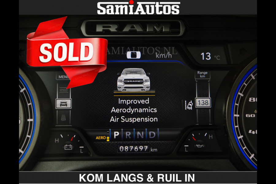 Dodge Ram LIMITED 5.7 V8 HEMI | TOP STAAT | €59950,- excl | BOM VOL | HUD | LUCHTVERING | STRIPING | BREDE WIELEN | OPEN UITLAAT KLEP | AD CREW CAB | DUBBELE CABINE | 5 PERSOONS |