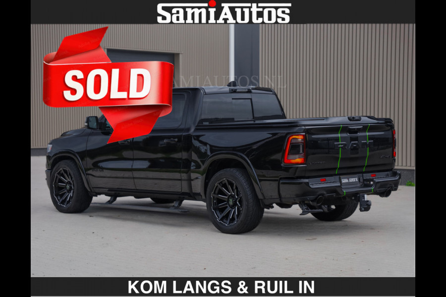 Dodge Ram LIMITED 5.7 V8 HEMI | TOP STAAT | €59950,- excl | BOM VOL | HUD | LUCHTVERING | STRIPING | BREDE WIELEN | OPEN UITLAAT KLEP | AD CREW CAB | DUBBELE CABINE | 5 PERSOONS |