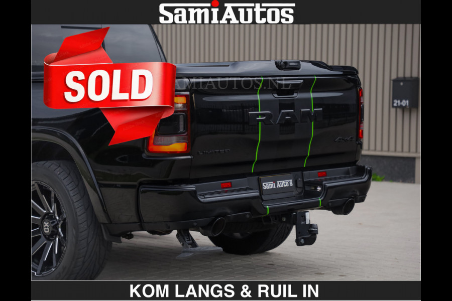 Dodge Ram LIMITED 5.7 V8 HEMI | TOP STAAT | €59950,- excl | BOM VOL | HUD | LUCHTVERING | STRIPING | BREDE WIELEN | OPEN UITLAAT KLEP | AD CREW CAB | DUBBELE CABINE | 5 PERSOONS |