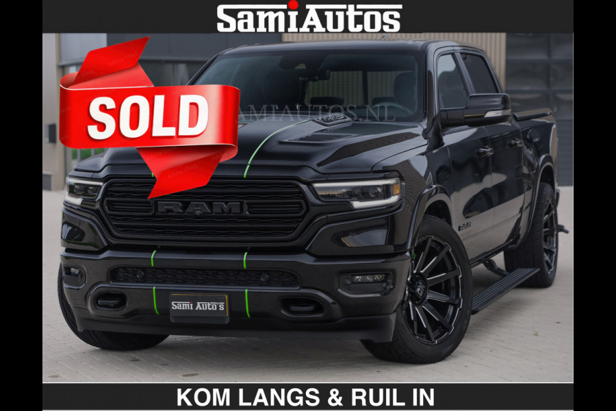Dodge Ram LIMITED 5.7 V8 HEMI | TOP STAAT | €59950,- excl | BOM VOL | HUD | LUCHTVERING | STRIPING | BREDE WIELEN | OPEN UITLAAT KLEP | AD CREW CAB | DUBBELE CABINE | 5 PERSOONS |
