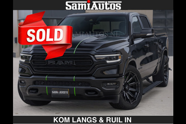Dodge Ram LIMITED 5.7 V8 HEMI | TOP STAAT | €59950,- excl | BOM VOL | HUD | LUCHTVERING | STRIPING | BREDE WIELEN | OPEN UITLAAT KLEP | AD CREW CAB | DUBBELE CABINE | 5 PERSOONS |