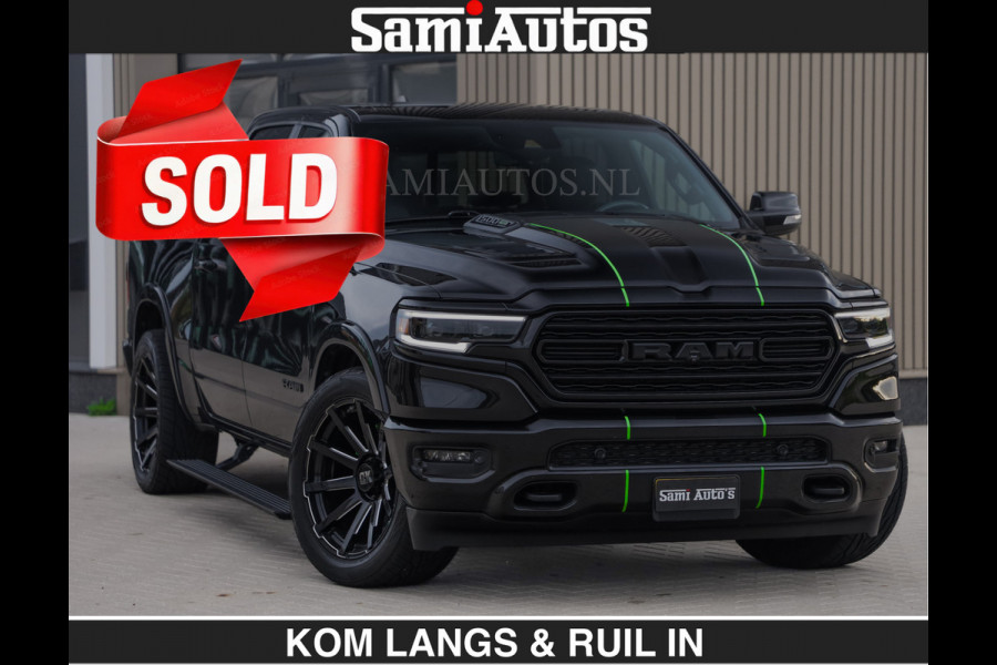Dodge Ram LIMITED 5.7 V8 HEMI | TOP STAAT | €59950,- excl | BOM VOL | HUD | LUCHTVERING | STRIPING | BREDE WIELEN | OPEN UITLAAT KLEP | AD CREW CAB | DUBBELE CABINE | 5 PERSOONS |