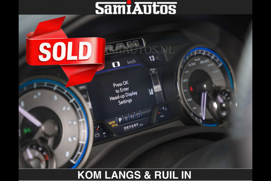 Dodge Ram LIMITED 5.7 V8 HEMI | TOP STAAT | €59950,- excl | BOM VOL | HUD | LUCHTVERING | STRIPING | BREDE WIELEN | OPEN UITLAAT KLEP | AD CREW CAB | DUBBELE CABINE | 5 PERSOONS |