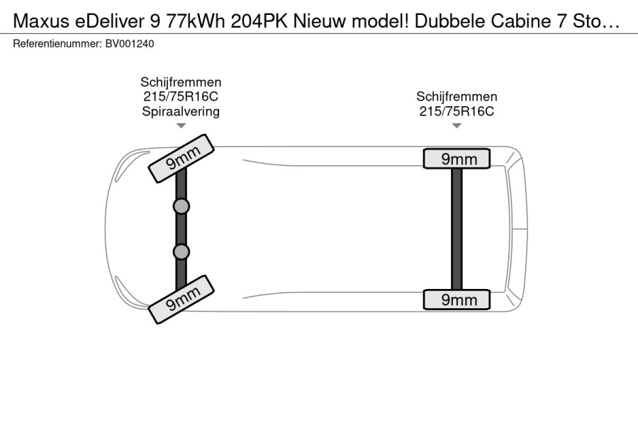 Maxus eDeliver 9 77kWh 204PK Nieuw model! Dubbele Cabine 7 Stoelen 300km WLTP L3H2 Adaptieve Cruise LED Snelladen Stoel+Stuur Verwarming Carplay