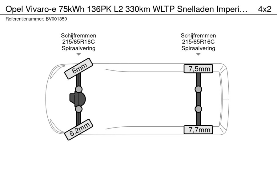 Opel Vivaro-e 75kWh 136PK L2 330km WLTP Snelladen Imperiaal Climate Control Cruise Control Imperiaal Carplay Navigatie Parkeersensoren