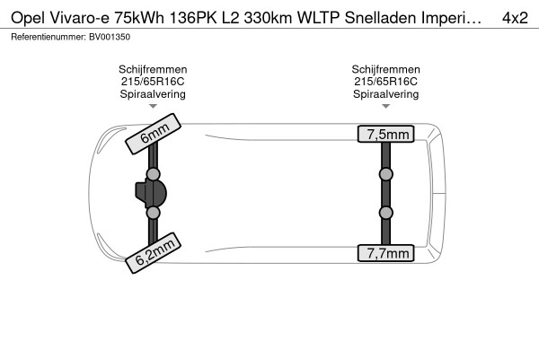 Opel Vivaro-e 75kWh 136PK L2 330km WLTP Snelladen Imperiaal Climate Control Cruise Control Imperiaal Carplay Navigatie Parkeersensoren