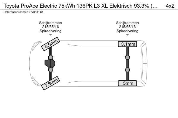 Toyota ProAce Electric 75kWh 136PK L3 XL Elektrisch 93.3% (SOH) 330km WLTP Snelladen Cruise Control Climate Control Carplay Navigatie 360° Cam