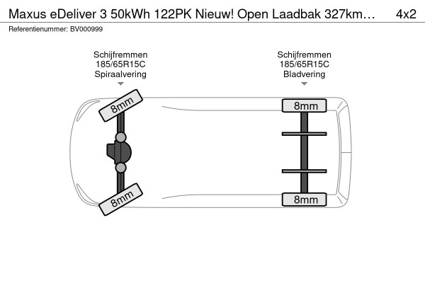 Maxus EDELIVER 3 50kWh 122PK Nieuw! Open Laadbak 327km WLTP 100% Elektrisch Airco Cruise Control Carplay Camera Pritsche Pickup Open Box