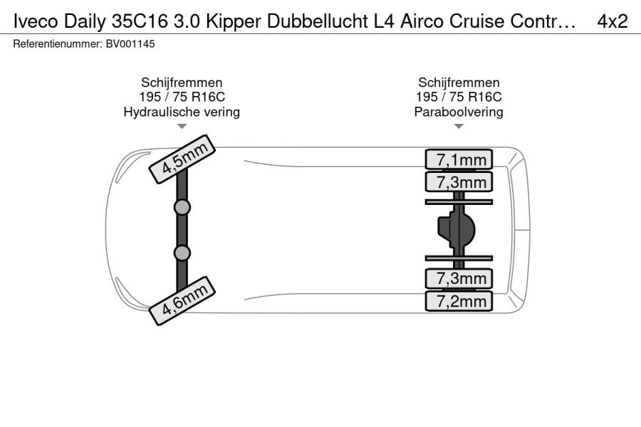 Iveco Daily 35C16 3.0 Kipper Dubbellucht L4 Airco Cruise Control 3.5T Trekhaak Lederen bekleding Benne Tipper