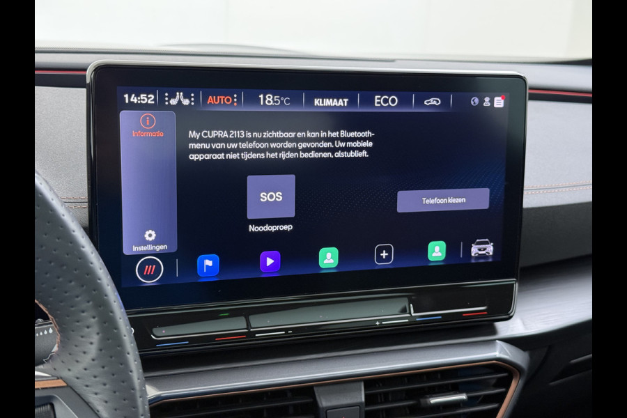 CUPRA Formentor 1.4T 245PK e-Hybrid VZ Performance SOH 100% Trekhaak Panoramadak Adap.Cruise Stoel+Stuurverwarming Elek.Achterklep 3-Zone Ecc Na Apple Carplay/Android Auto DAB Isofix Licht-/regensensor Draadloze lader Dodehoekdetectie File assistent 1e Eigenaar Origineel Nederlandse Auto