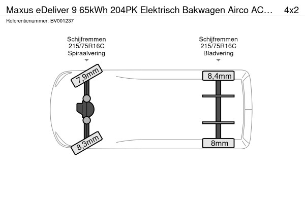 Maxus eDeliver 9 65kWh 204PK Elektrisch Bakwagen Airco ACC Carplay Camera Parkeersensoren Voor