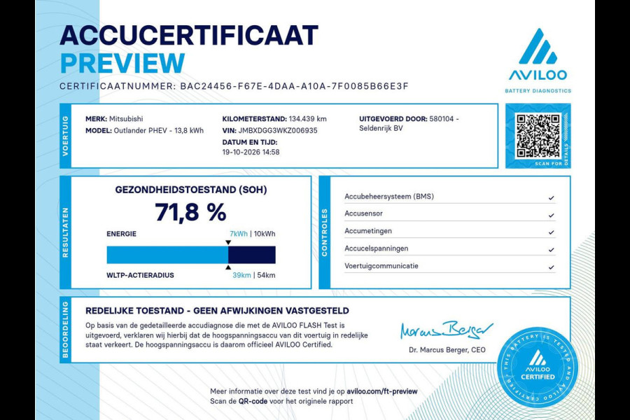 Mitsubishi Outlander 2.4 PHEV Pure+ | SOH 71,8% | Leder | Trekhaak | Cruise control | Stuur/stoelverwarming | Doedehoek detectie | 360 camera | Bluetooth | Climate control
