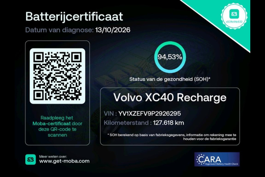 Volvo XC40 Recharge Ultimate 70 kWh Soh 94.5% Pano.dak Har/Kard Trekhaak